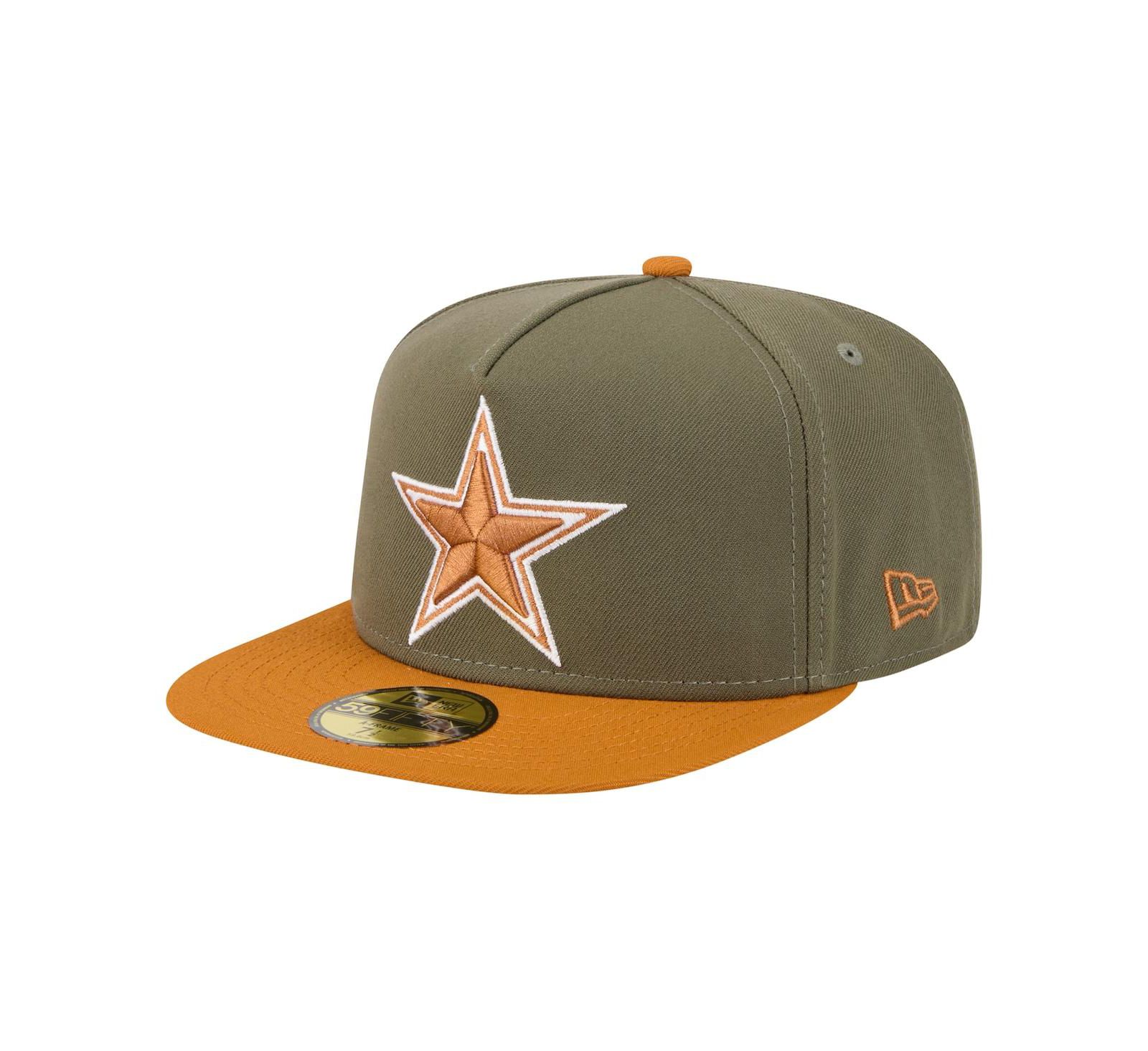 New Era Men's Olive/Brown Dallas Cowboys 2-Tone Color Pack A-Frame 59FIFTY Fitted Hat