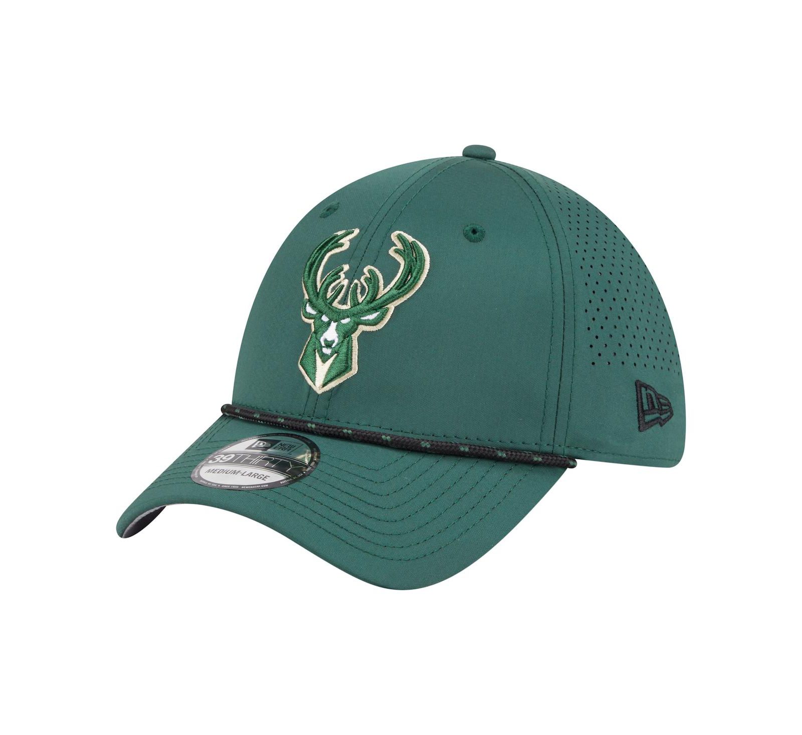 Мужская кепка New Era Hunter Green Milwaukee Bucks Featherweight Poly Rope Flex 39Thirty