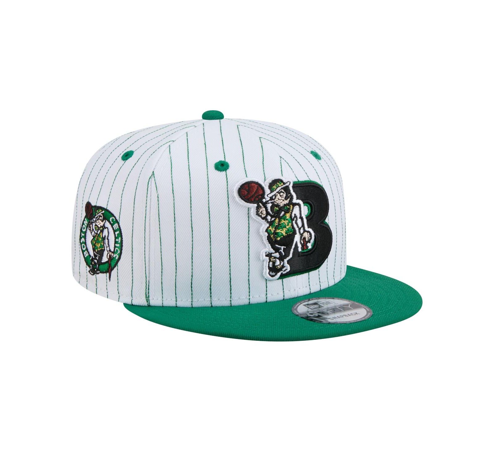 Мужская кепка New Era White Boston Celtics Deceptor Pinstripe 9FIFTY Snapback