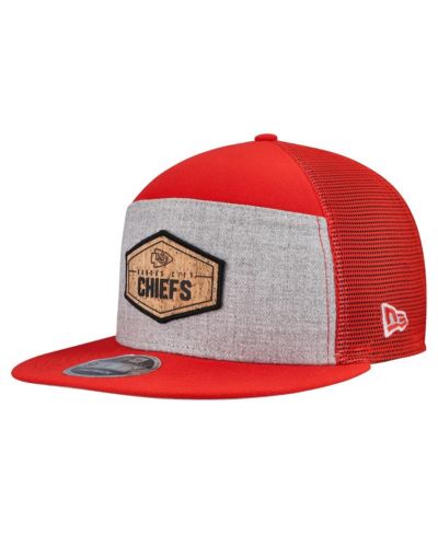 Мужская кепка New Era Kansas City Chiefs Cork Split Panel 9FIFTY Trucker Snapback (серый/красный)