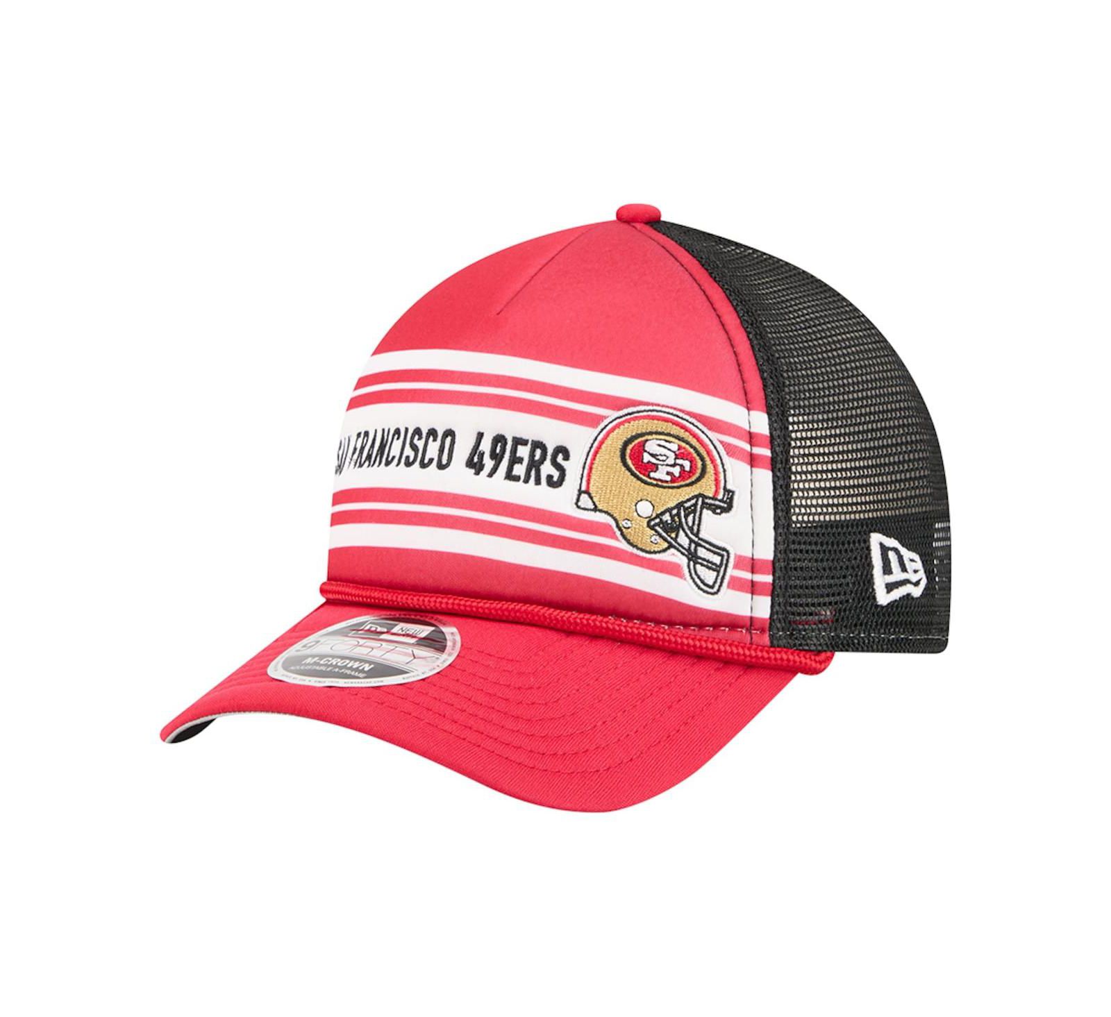 New Era Men's Red San Francisco 49ers Linear A-Frame 9FORTY Adjustable Hat