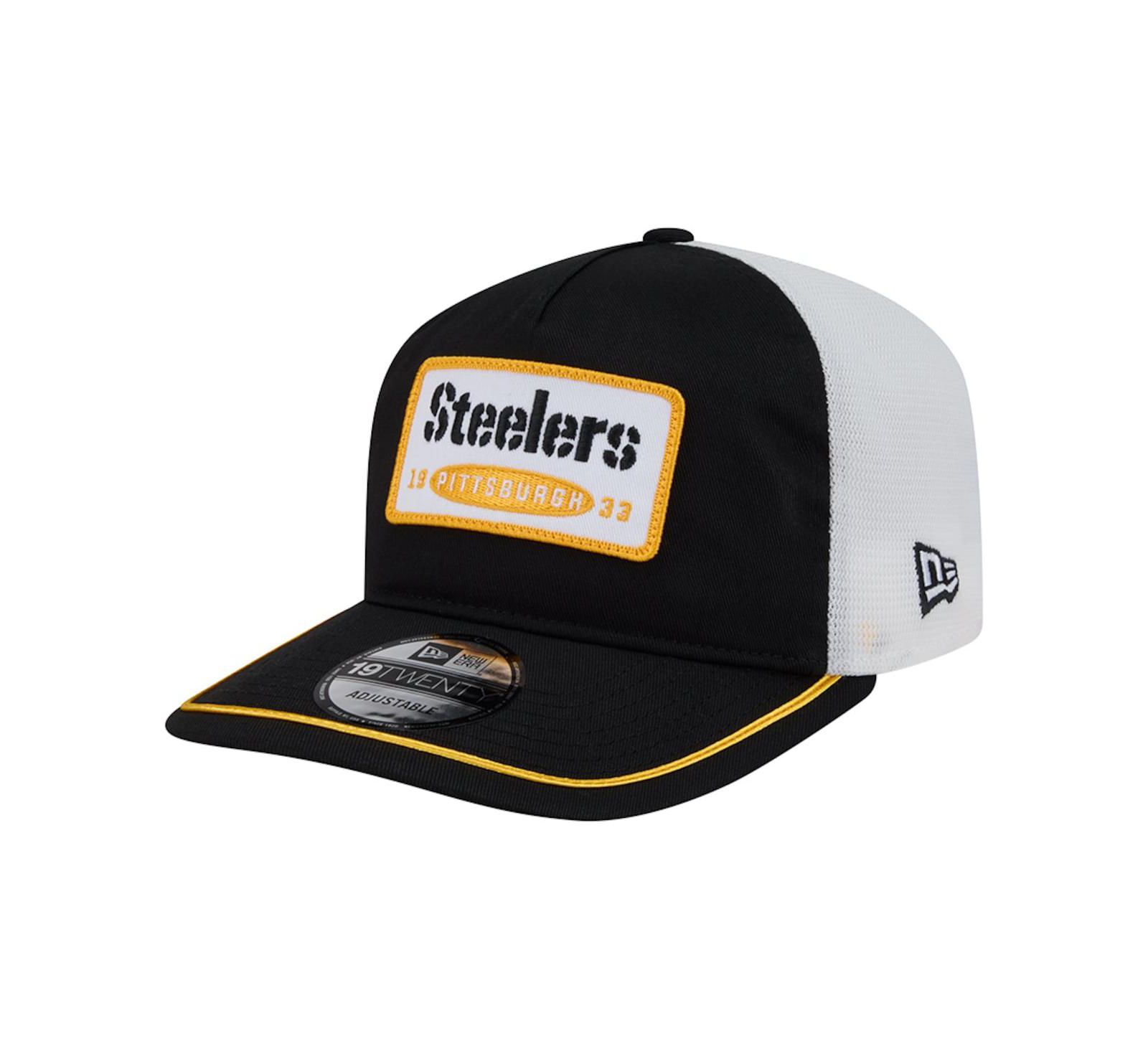 Мужская регулируемая кепка New Era Black/White Pittsburgh Steelers Patch 19TWENTY