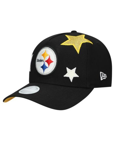 Женская кепка New Era Black Pittsburgh Steelers Stardom A-Frame 9FORTY Adjustable