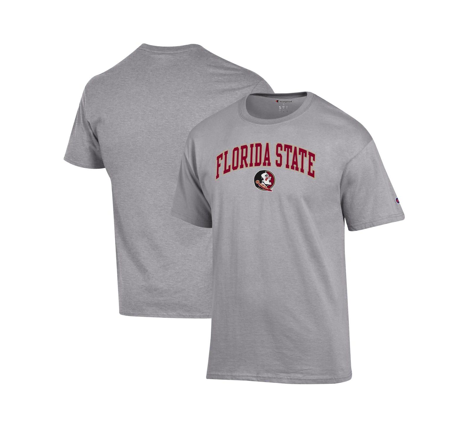 Мужская футболка Champion Heather Gray Florida State Seminoles Arch Over Logo