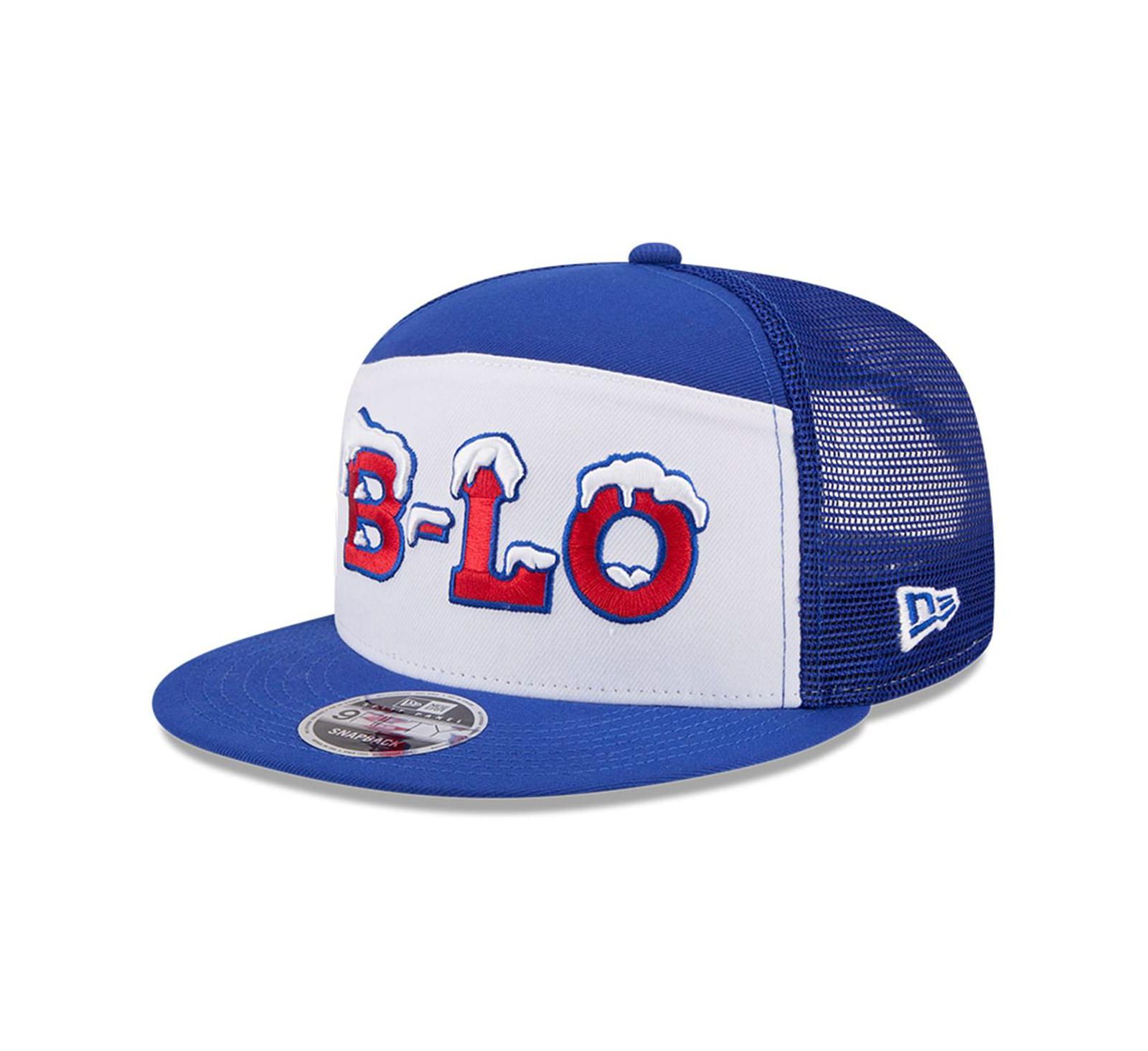 Мужская кепка New Era White/Royal Buffalo Bills 2025 Rivalries Collection Team Split Panel 9FIFTY Snapback