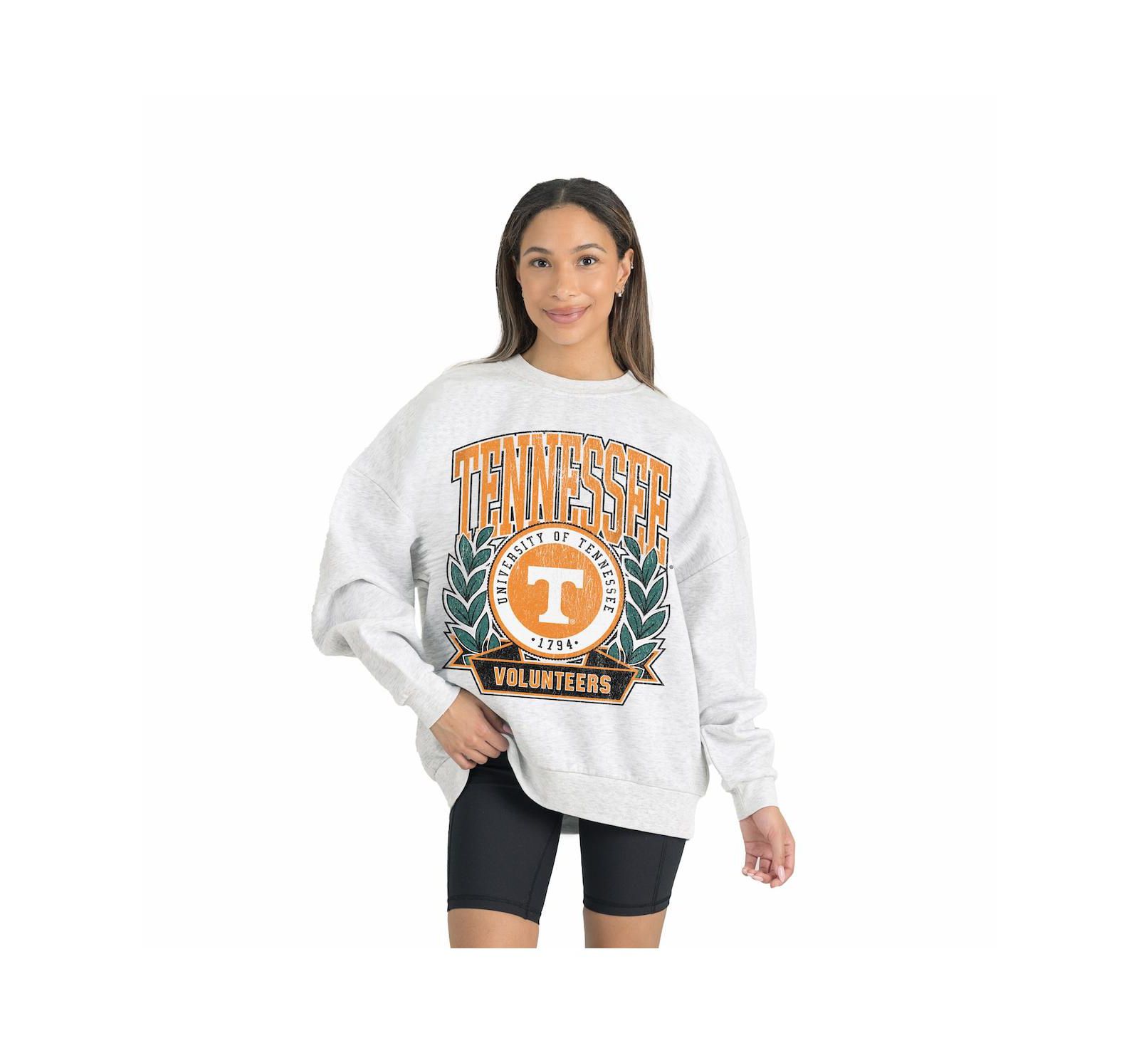 Женское оверсайз худи Gameday Couture Tennessee Volunteers, серый флис, спущенное плечо
