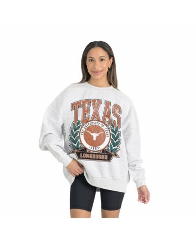 Gameday Couture Women's Gray Texas Longhorns Premium Fleece Drop Shoulder Oversized Pullover Sweatshirt