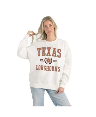Gameday Couture Women's White Texas Longhorns Premium Fleece Drop Shoulder Oversized Pullover Sweatshirt