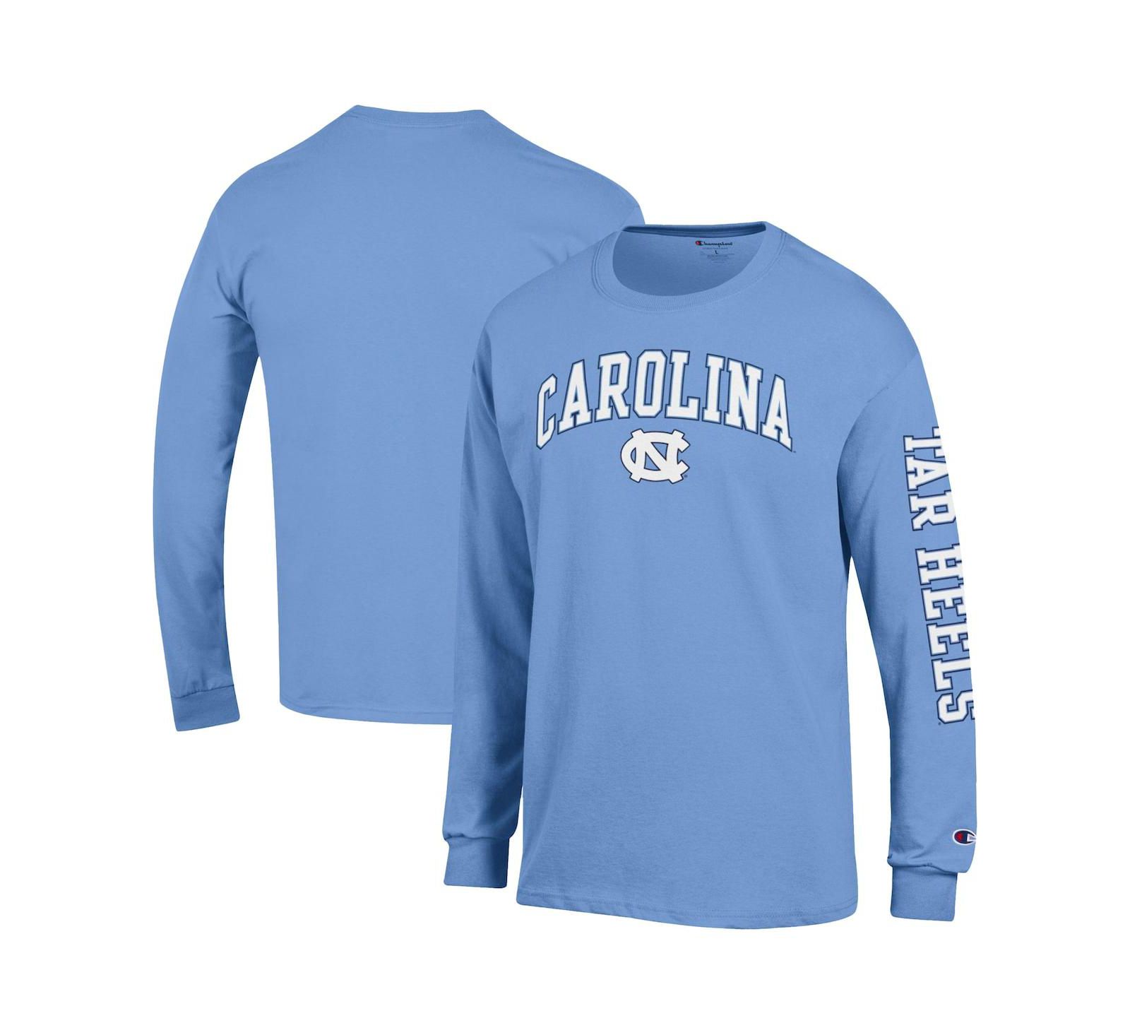 Champion Men's Carolina Blue North Carolina Tar Heels Arch Over Logo 2-Hit Long Sleeve T-Shirt