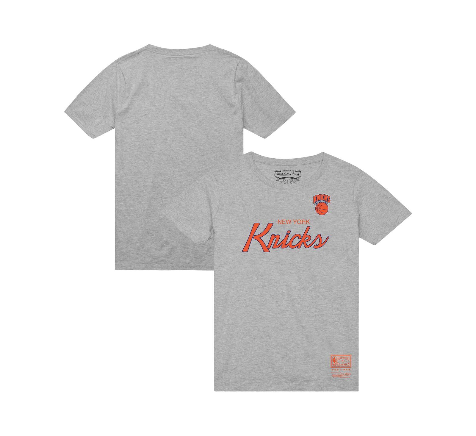 Mitchell & Ness Men's Heather Gray New York Knicks Big & Tall Hardwood Classics Vintage Wordmark T-Shirt