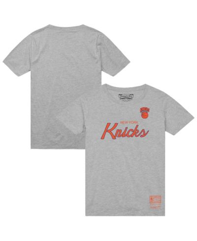 Mitchell & Ness Men's Heather Gray New York Knicks Big & Tall Hardwood Classics Vintage Wordmark T-Shirt