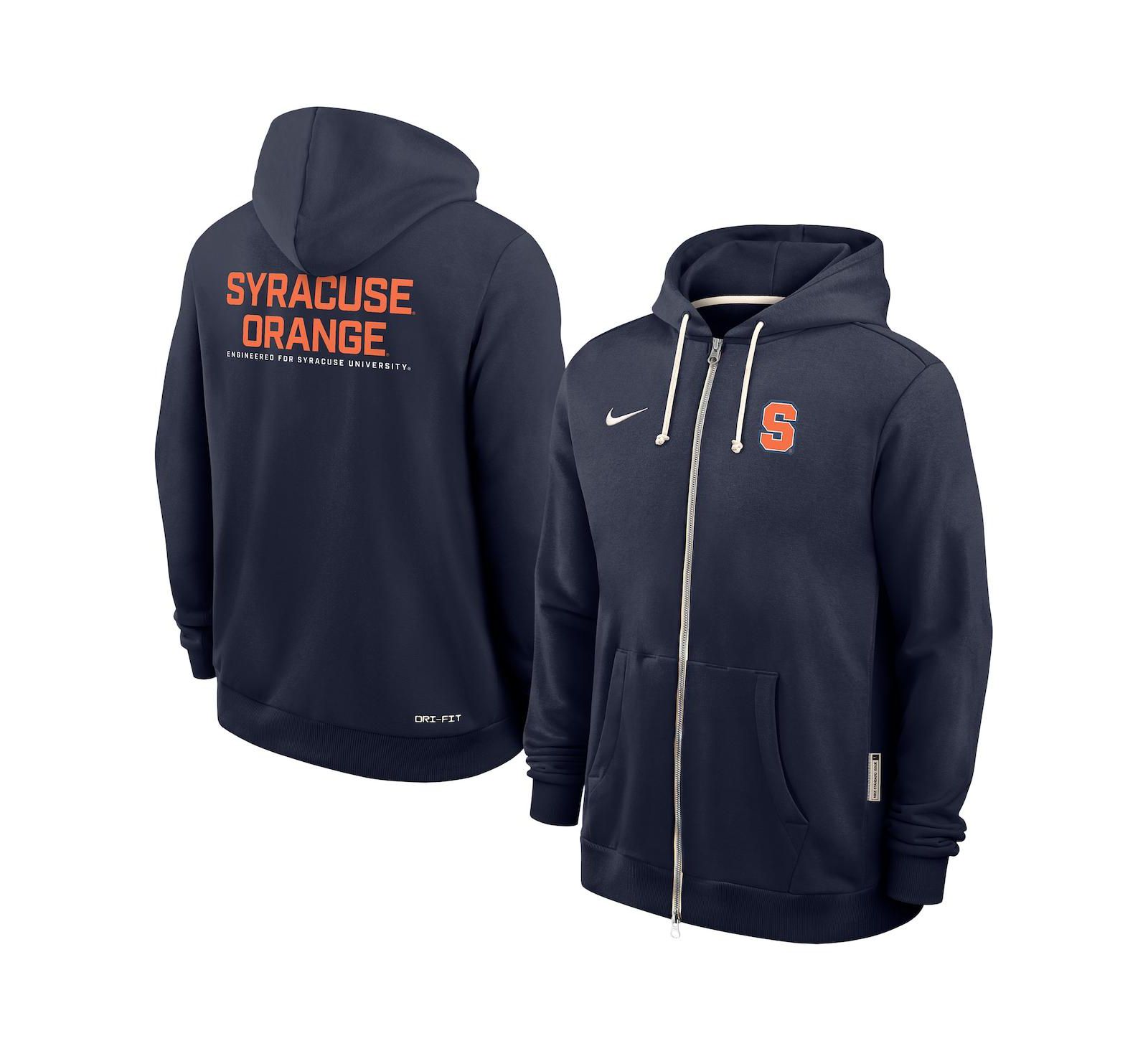 Nike Мужское худи на молнии Dri-Fit Sideline Standard Issue в цветах Syracuse Orange, темно-синее