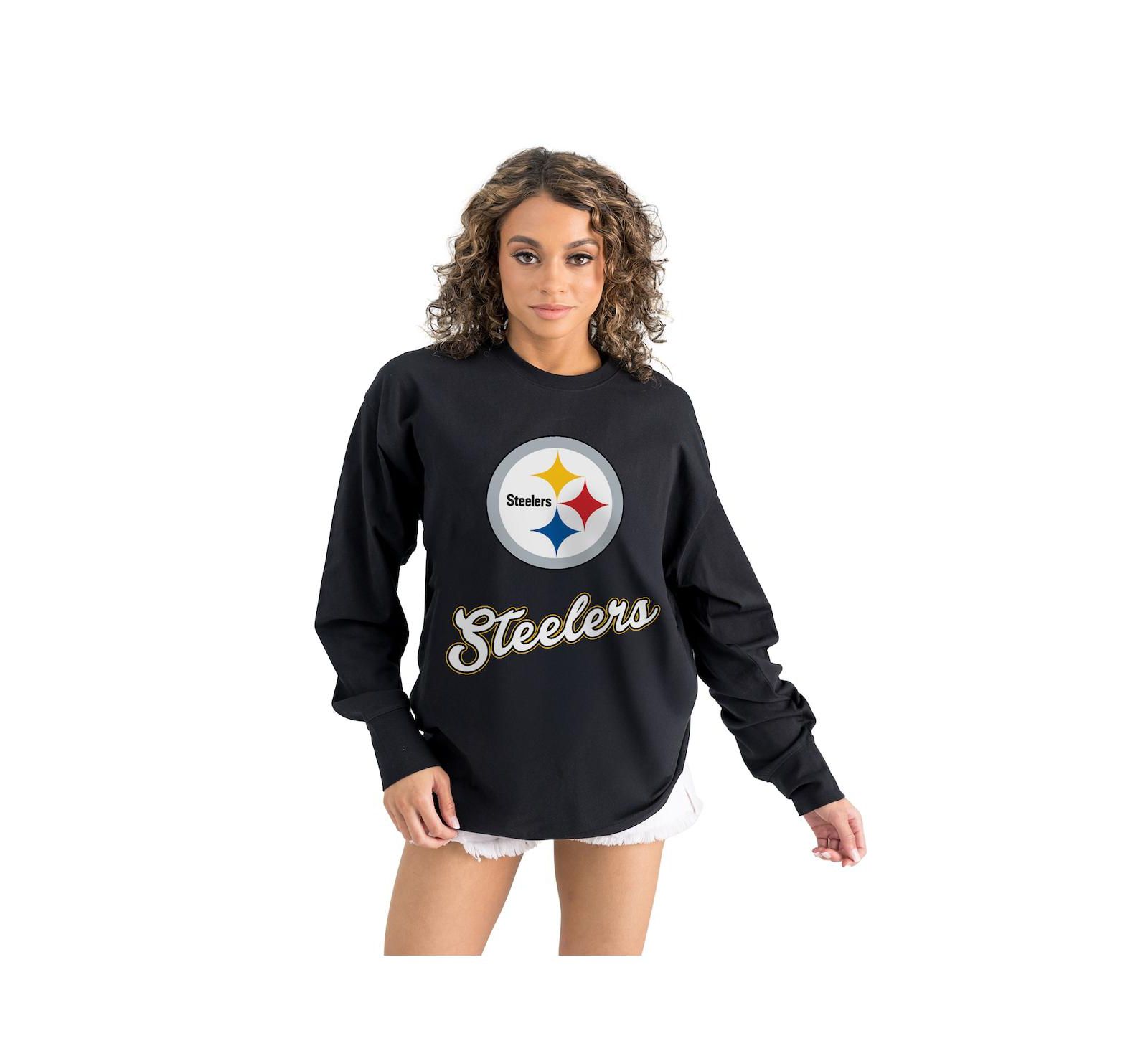 Gameday Couture Women's Black Pittsburgh Steelers Oversized Long Sleeve T-Shirt