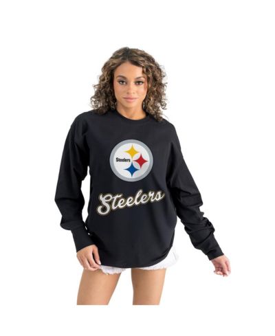 Gameday Couture Женская черная футболка оверсайз Pittsburgh Steelers с длинным рукавом