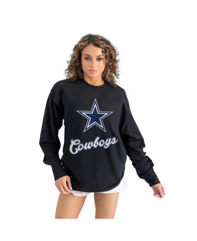 Женская футболка Gameday Couture Black Dallas Cowboys Oversized Long Sleeve