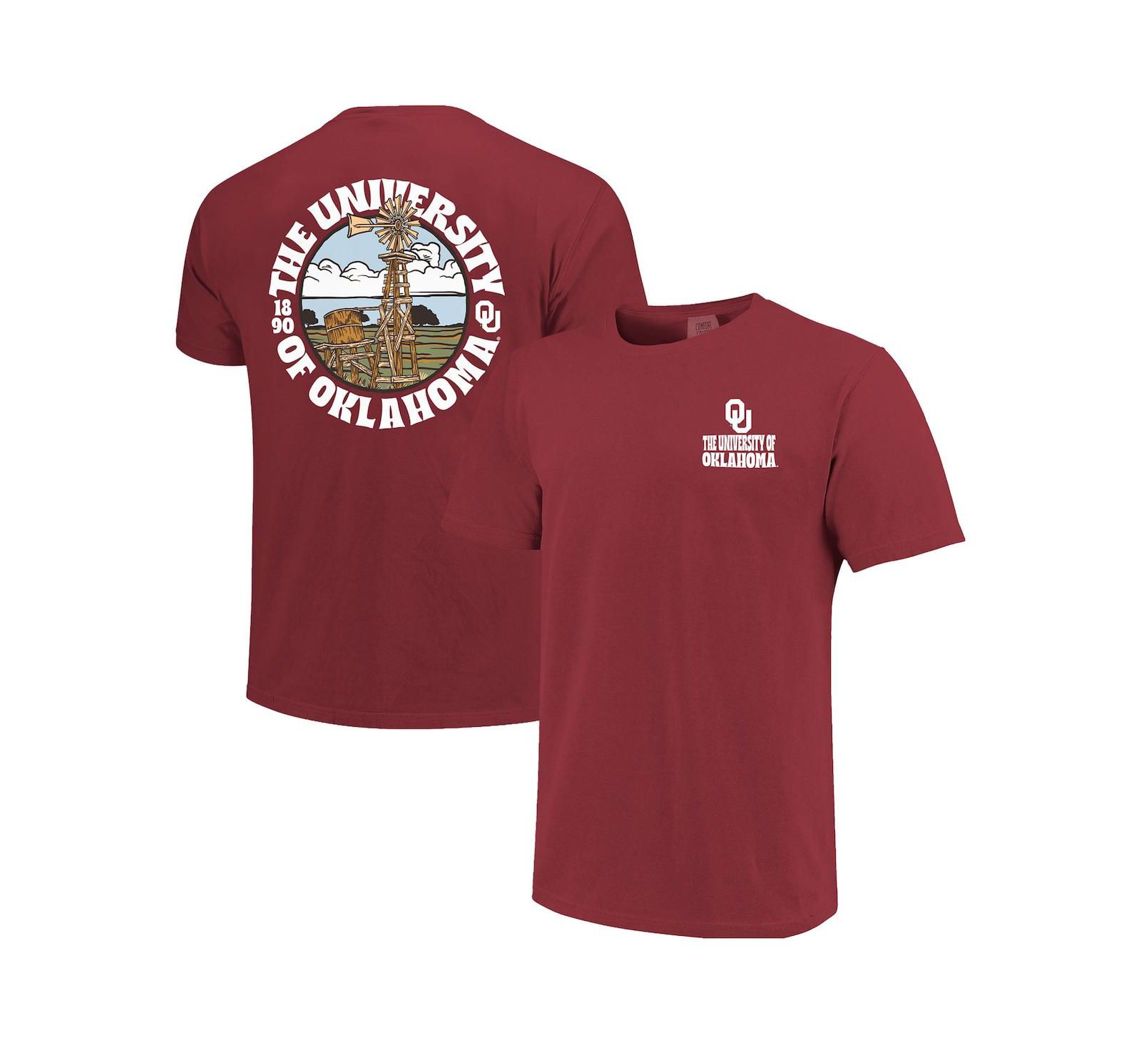 Image One Мужская футболка Oklahoma Sooners Comfort Colors с плотной подкладкой, малиновая