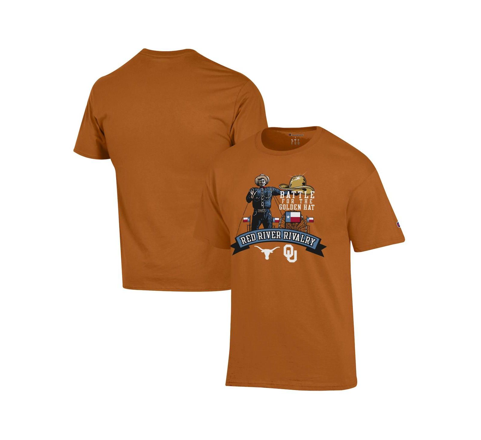 Мужская футболка Champion Texas Orange Texas Longhorns vs. Oklahoma Sooners Red River Rivalry Big Tex Battle For The Golden Hat