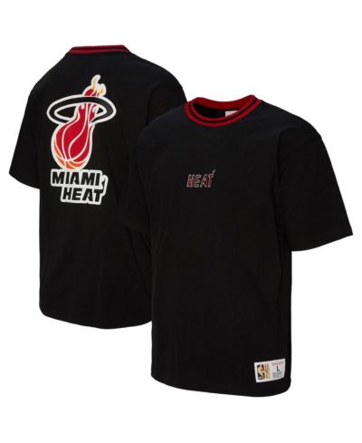 Мужская и женская футболка Mitchell & Ness Black Miami Heat Playmaker Vintage Logo