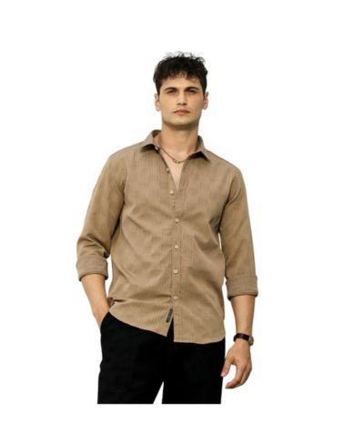 Мужская рубашка Campus Sutra Ash Brown Grid-Check Tactile