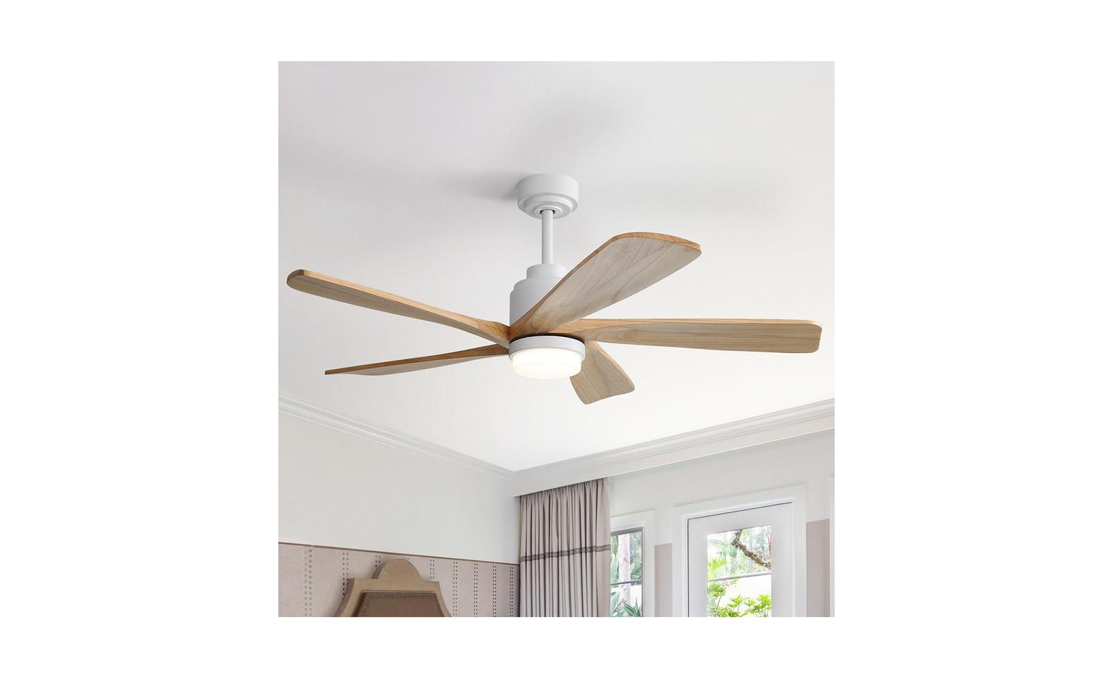 Sofucor 52-inch Modern Stylish White 5-Blade Ceiling Fan with Remote Control and Light Source