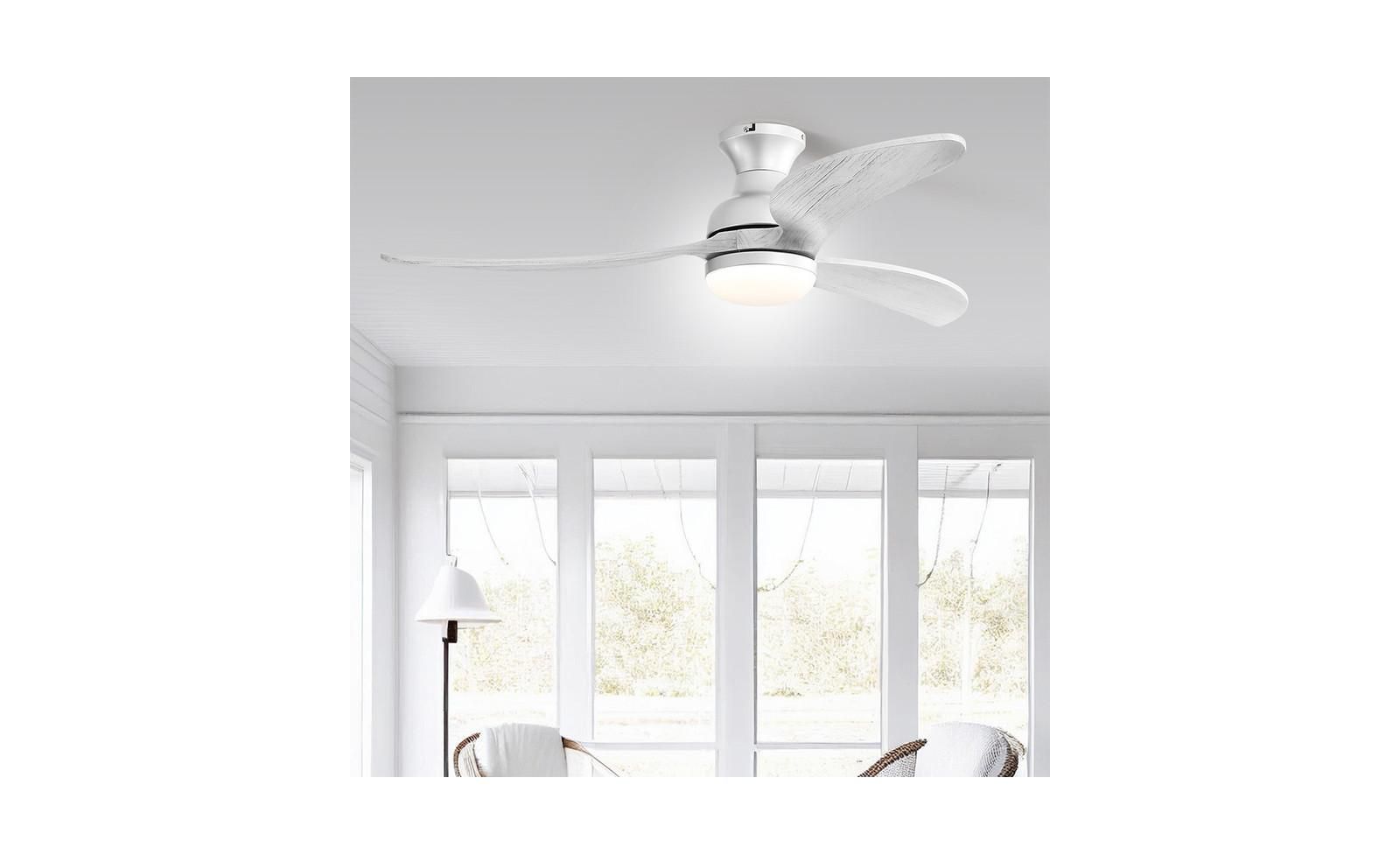 Sofucor 52-inch Modern Classic Silver 3-Blade Flush Mount with Intelligent Remote Control and Light