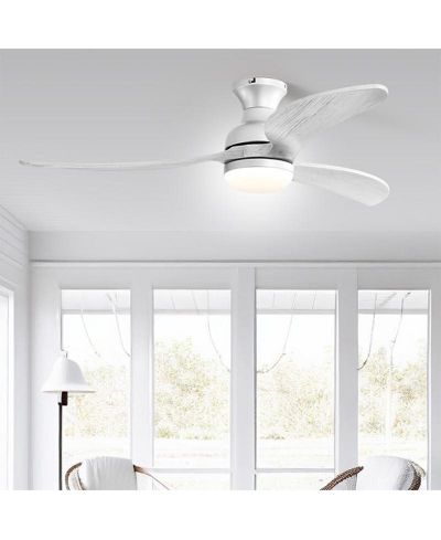 Sofucor потолочный светильник 52-inch Modern Classic Silver 3-Blade Flush Mount с пультом управления