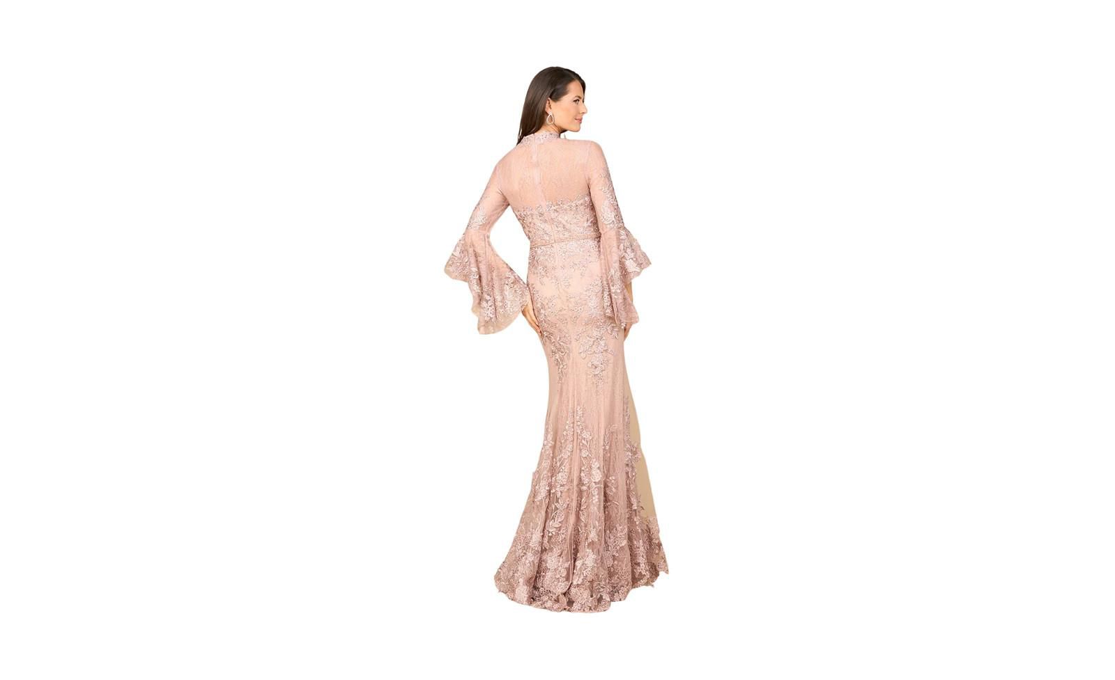 Женское вечернее платье Lara Lace V Neck Long Bell Sleeve Gown