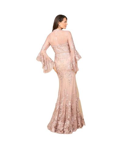 Lara Women's Lace V Neck Long Bell Sleeve Gown