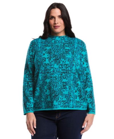 Женский джемпер Rafaella Plus Size Floral Paisley Print Long Sleeve