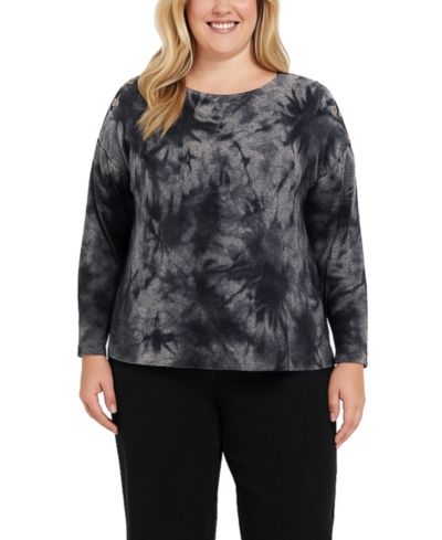 Женский топ COIN 1804 Plus Size Tie Dye с длинным рукавом