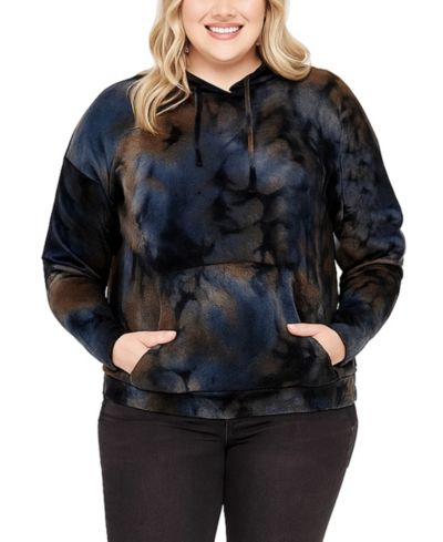 COIN 1804 Plus Size Свитшот с карманом и узором Tie Dye