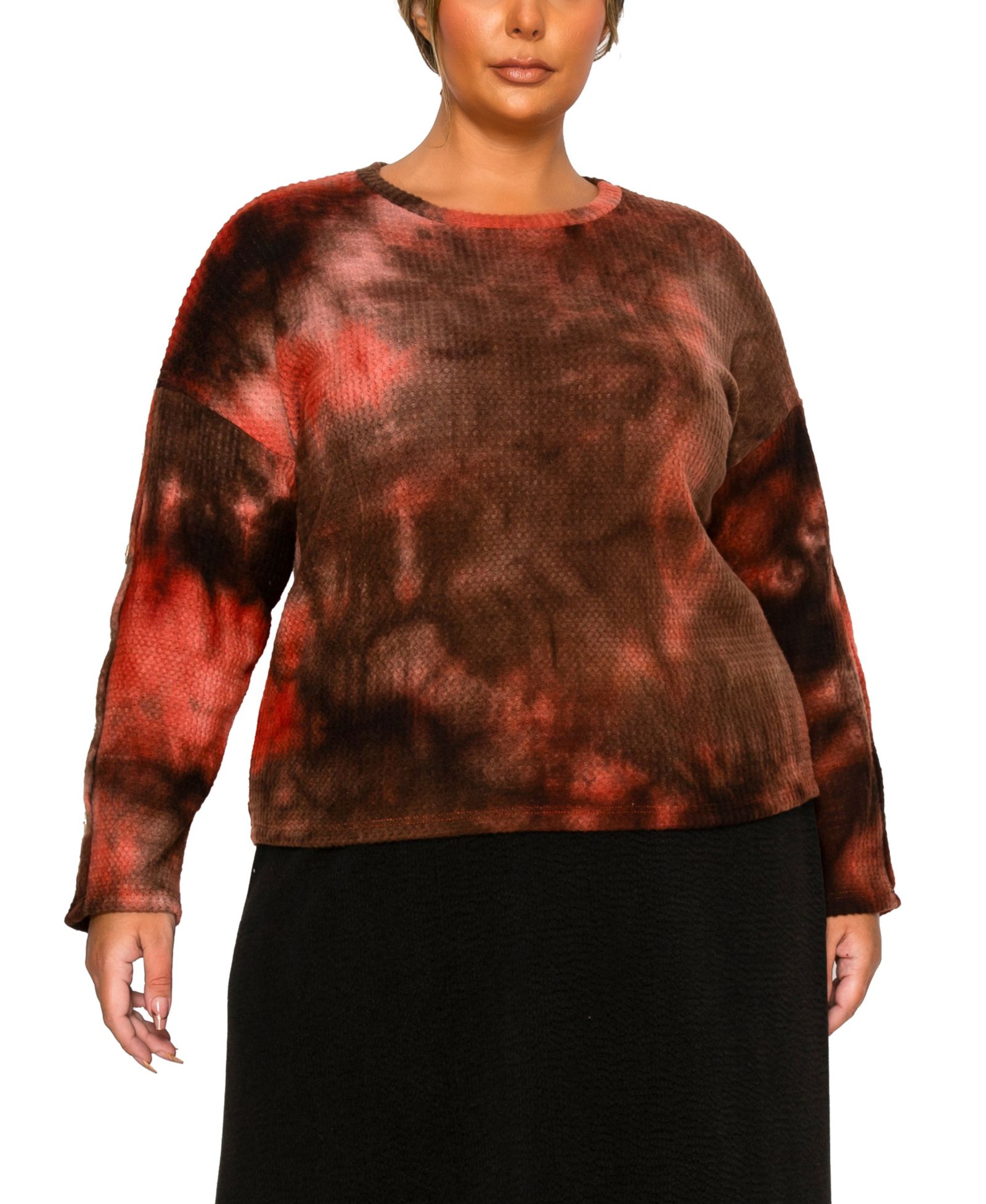 COIN 1804 Plus Size джемпер в стиле тай-дай с вафельной текстурой