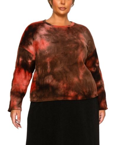 COIN 1804 Plus Size джемпер в стиле тай-дай с вафельной текстурой