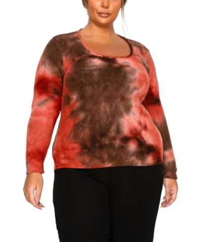 COIN 1804 Топ Plus Size с эффектом тай-дай и квадратным вырезом