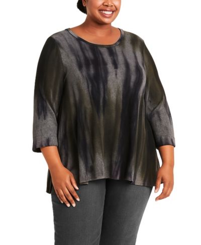 Женский топ COIN 1804 Plus Size Tie Dye с пуговицами на спинке