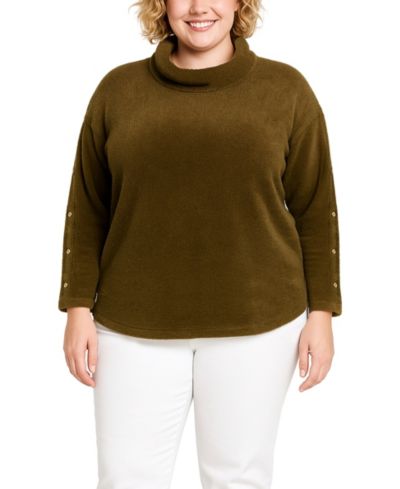Женский уютный трикотажный топ COIN 1804 Plus Size с воротником-стойкой