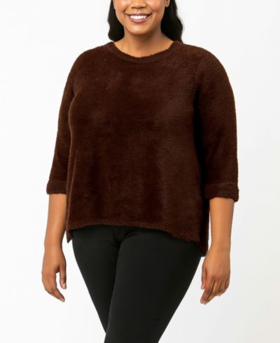 Укороченный топ COIN 1804 Plus Size Cozy Rib Crew Neck
