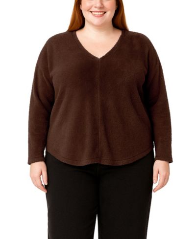 Женский топ COIN 1804 Plus Size Cozy Rib V Neck
