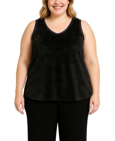 Женский топ COIN 1804 Plus Size Cozy Rib Sequin Trim V Neck