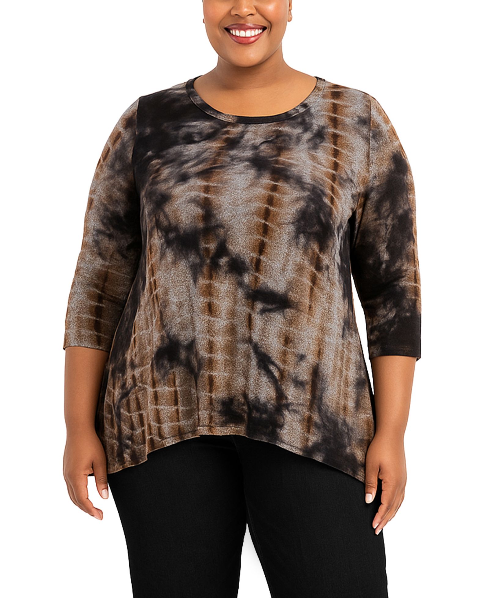 Топ COIN 1804 Plus Size Tie Dye 3/4 Sleeve