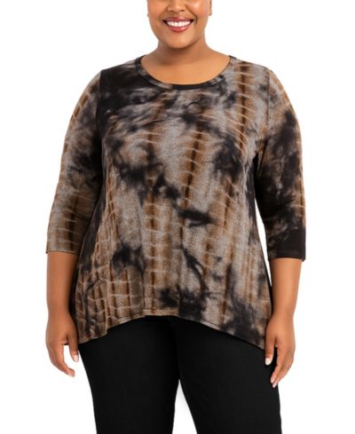 Топ COIN 1804 Plus Size Tie Dye 3/4 Sleeve