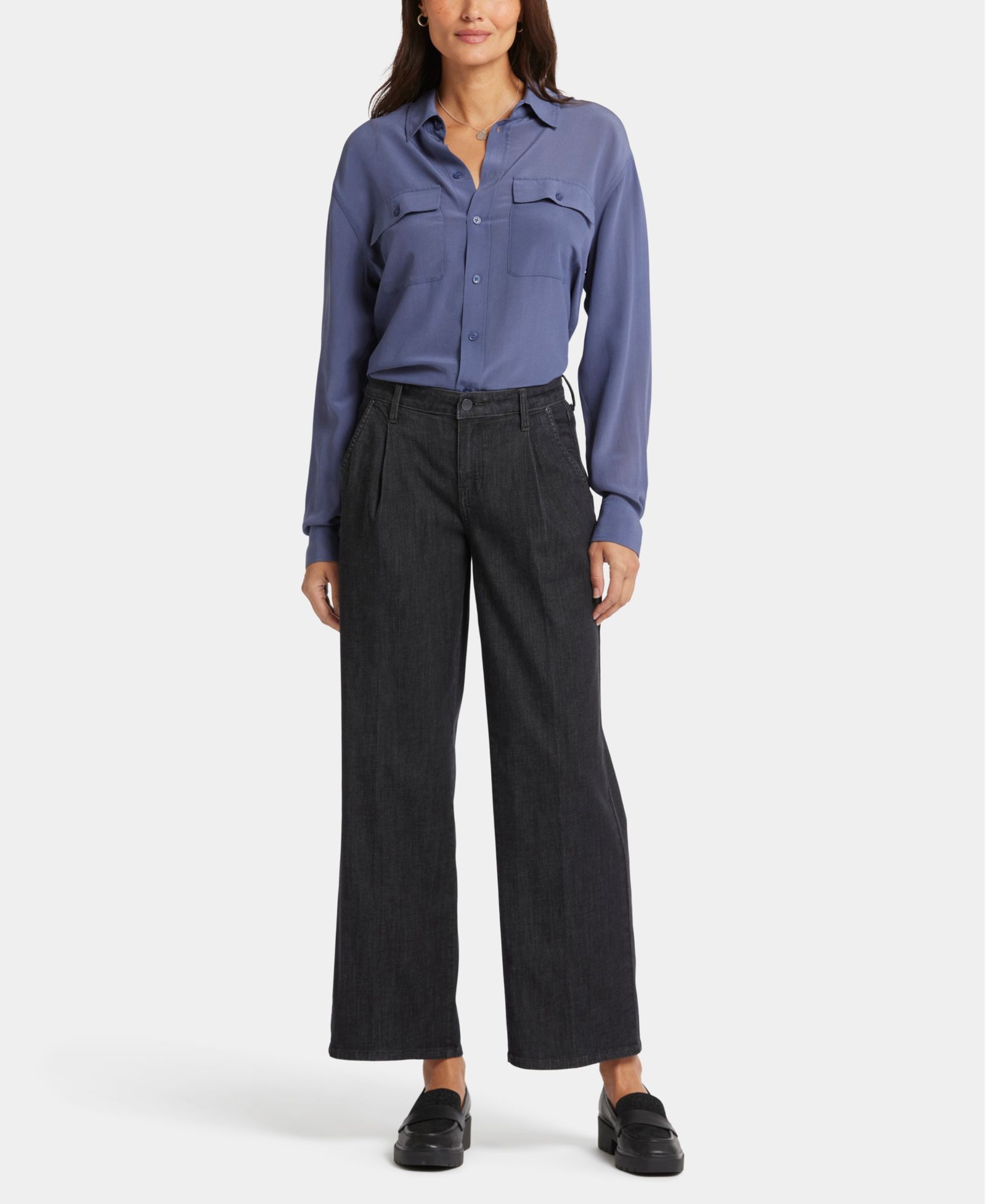 NYDJ Petite Teresa Wide Leg Ankle Pleated Jeans