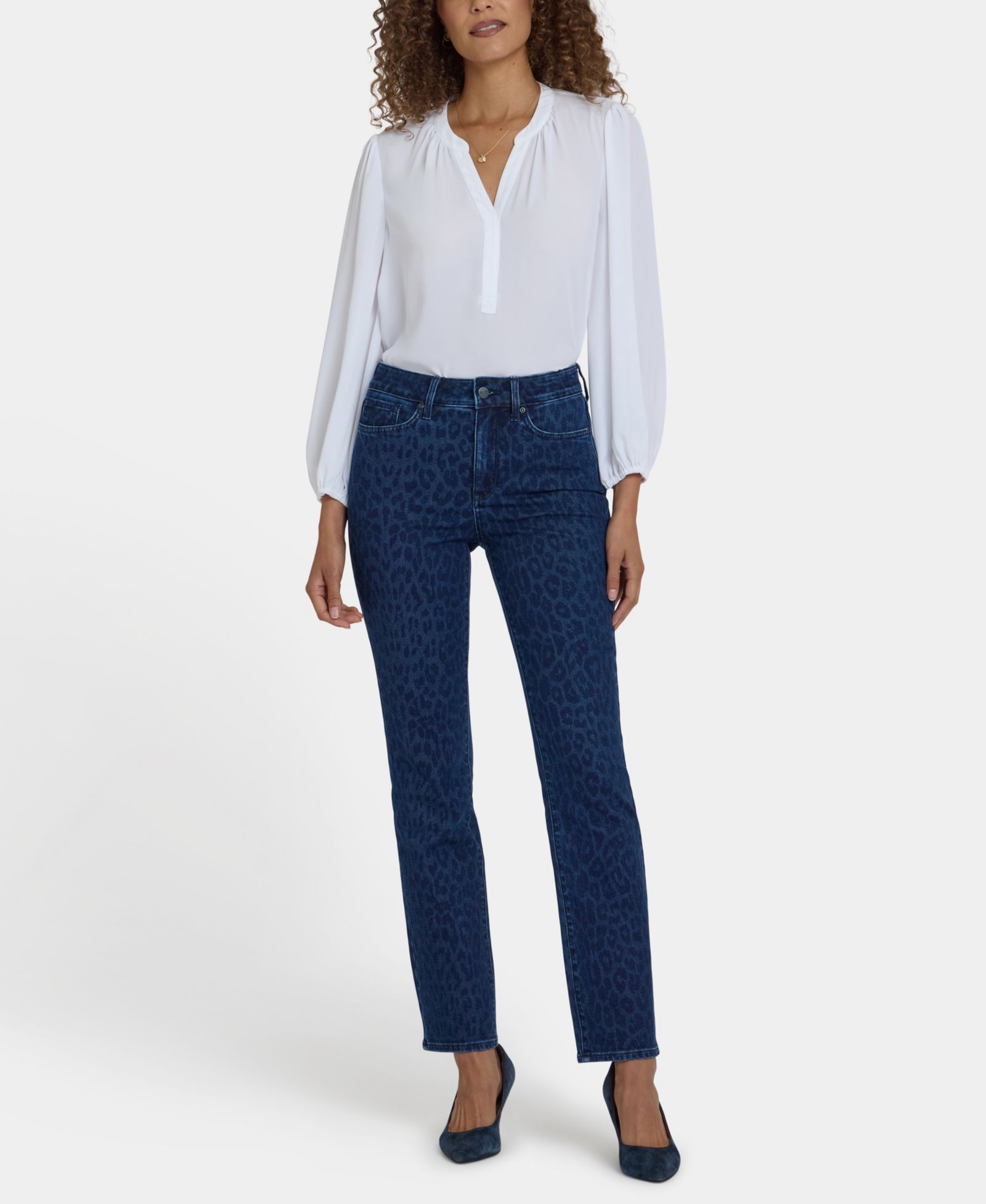 NYDJ Petite High Rise Marilyn Straight Jeans