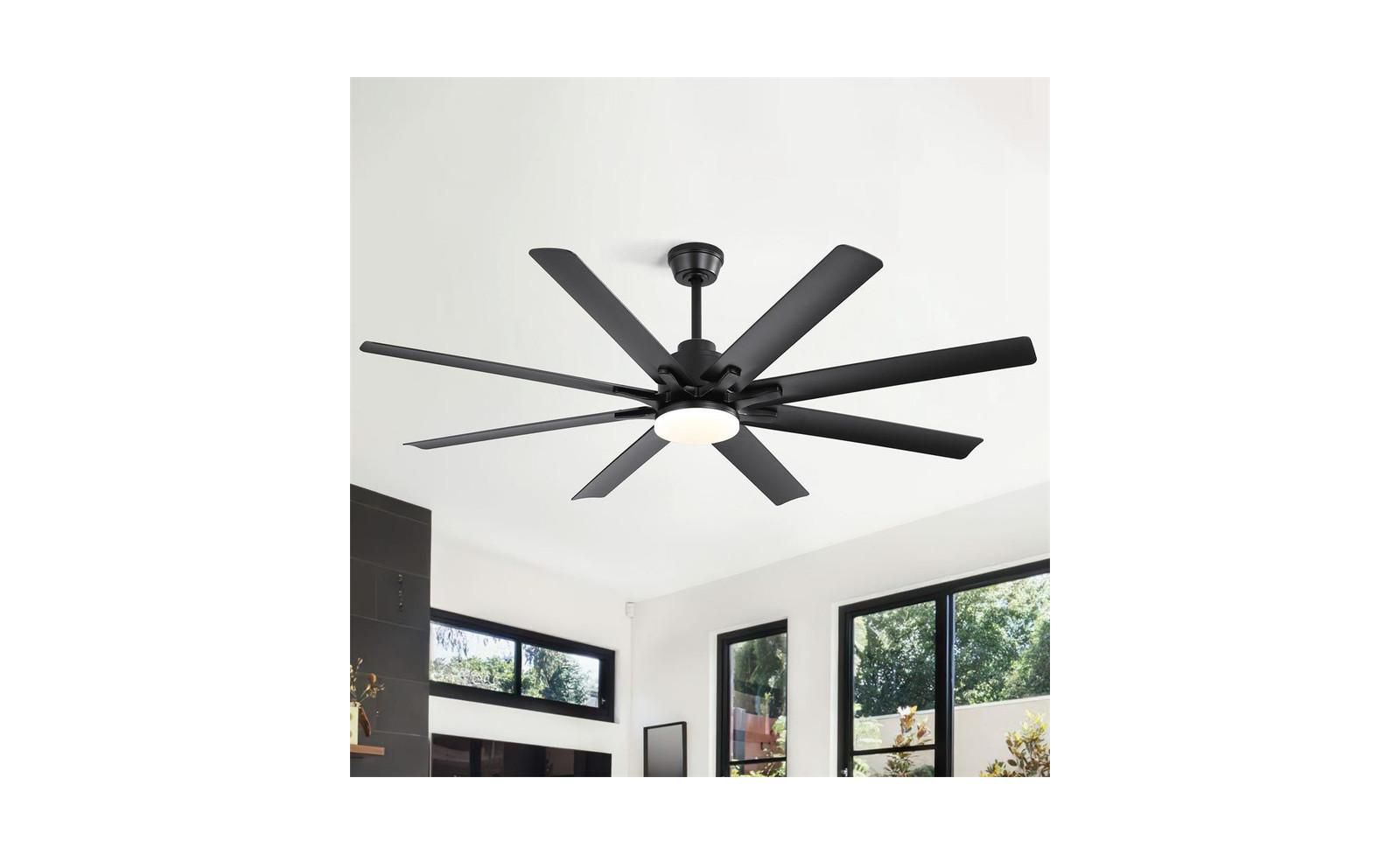 Sofucor 66-inch Modern Black 8-blade Ceiling Fan with Intelligent Remote Control and APP Timing Function for Various Indoor Layouts