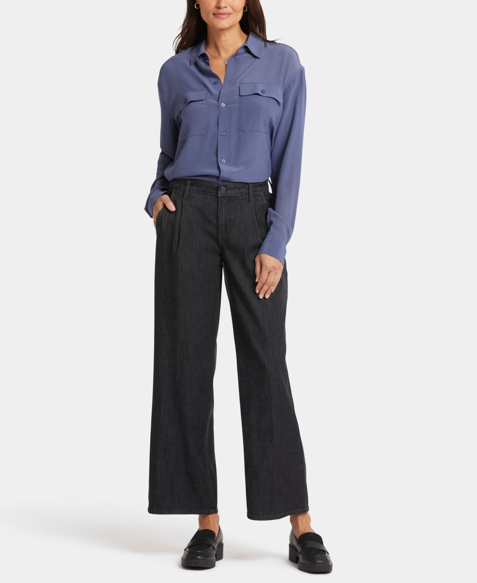 NYDJ Women's Teresa Wide Leg Ankle Pleated Jeans