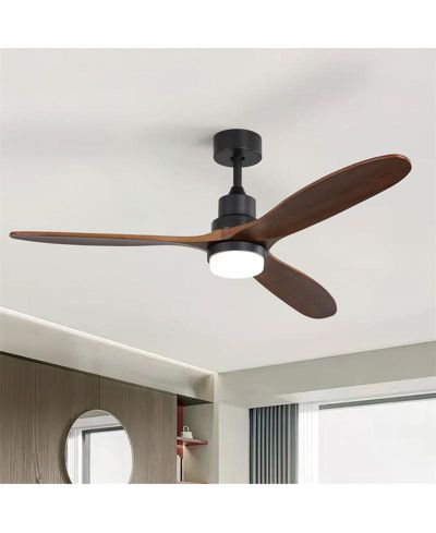 Sofucor 60-inch Modern Minimalist Style Black 3-Blade Ceiling Fan with Led Light and Remote Control