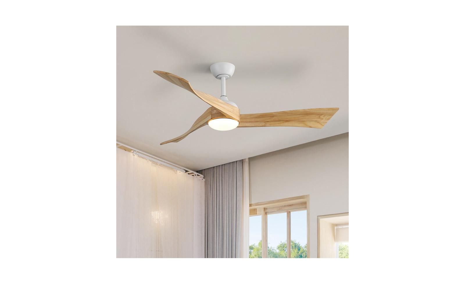 Sofucor 52-inch White Modern 3 Blades Ceiling Fan Light with Remote Control Support Six Speed Ajustable