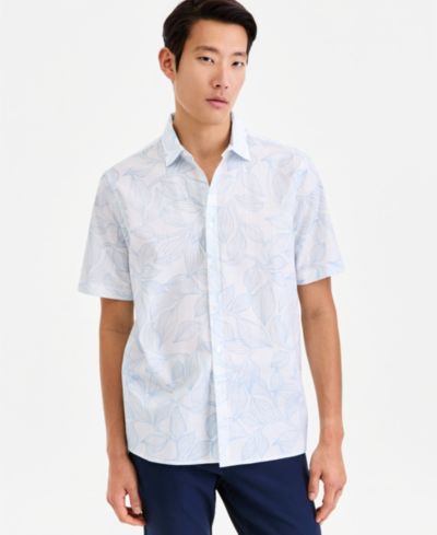 Мужская рубашка Alfani Short-Sleeve Cotton Leaf