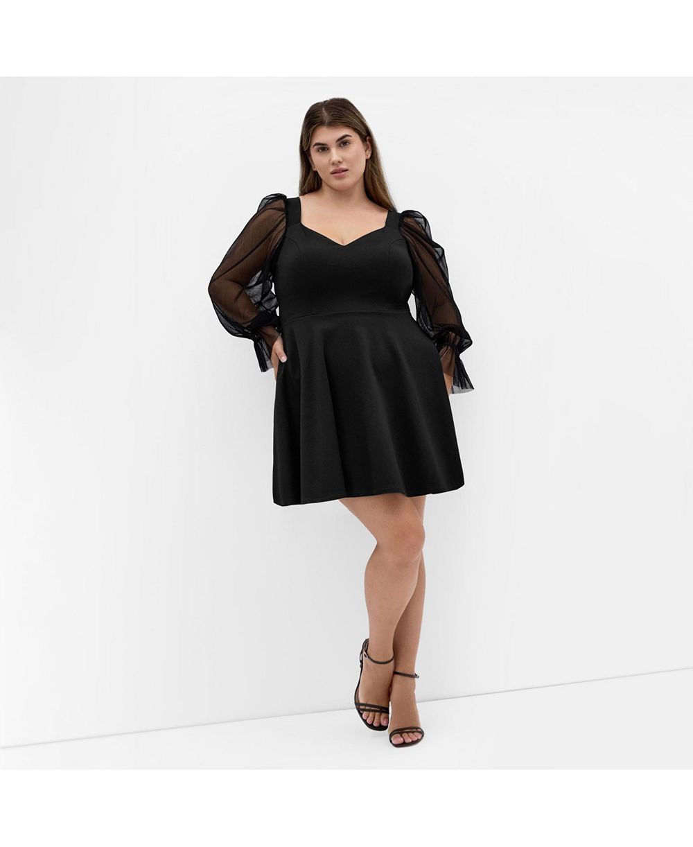 Женское мини платье CITY CHIC Plus Size Alannah Mesh Sleeve