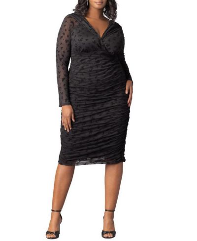 Kiyonna Plus Size Betsey Ruched Body-Con Midi Dress